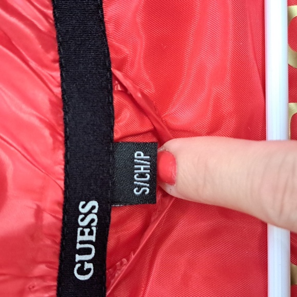 GUESS Beautiful Red Zip Up Puffer Jacket. Size Small NWT - Picture 10 of 13